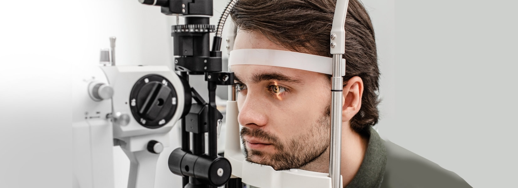young man during eye exam in Portland